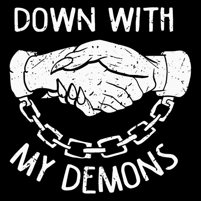 Down With My Demons Deal Handshake Aesthetic Humour Goth City Backpack
