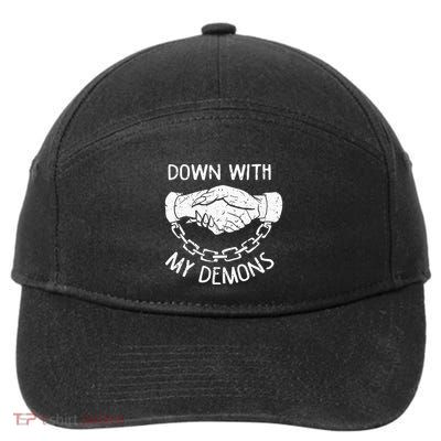 Down With My Demons Deal Handshake Aesthetic Humour Goth 7-Panel Snapback Hat