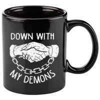 Down With My Demons Deal Handshake Aesthetic Humour Goth 11oz C Handle Ceramic Mug