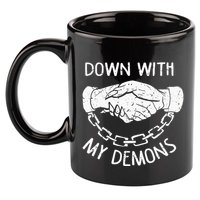 Down With My Demons Deal Handshake Aesthetic Humour Goth 11oz C Handle Ceramic Mug