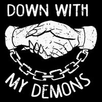 Down With My Demons Deal Handshake Aesthetic Humour Goth 16 in Basic Backpack