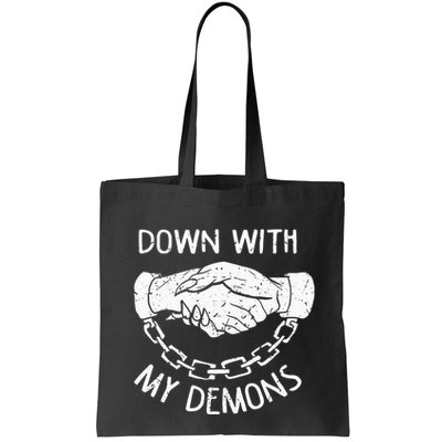 Down With My Demons Deal Handshake Aesthetic Humour Goth Bag
