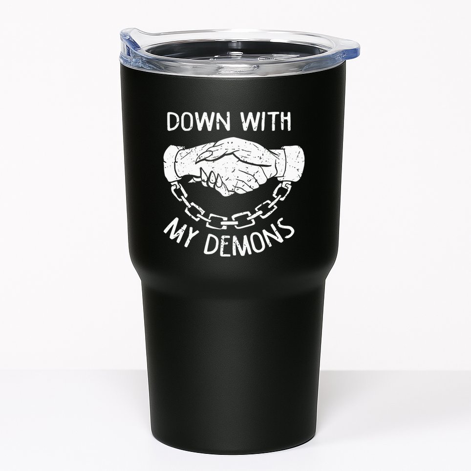 Down With My Demons Deal Handshake Aesthetic Humour Goth Tumbler