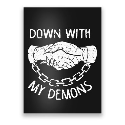 Down With My Demons Deal Handshake Aesthetic Humour Goth Poster
