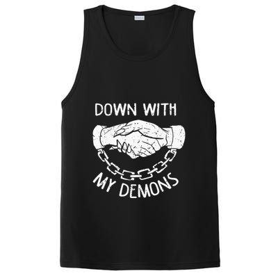 Down With My Demons Deal Handshake Aesthetic Humour Goth PosiCharge Competitor Tank