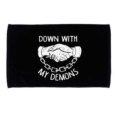 Down With My Demons Deal Handshake Aesthetic Humour Goth Microfiber Hand Towel