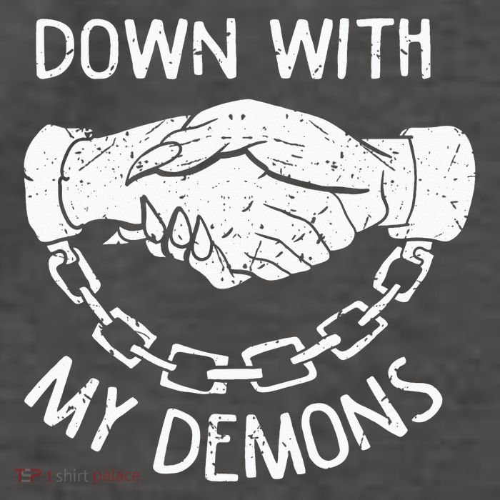 Down With My Demons Deal Handshake Aesthetic Humour Goth Vector Backpack