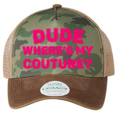 Dude WhereS My Couture Funny Saying Purple Dude Costume Legacy Tie Dye Trucker Hat