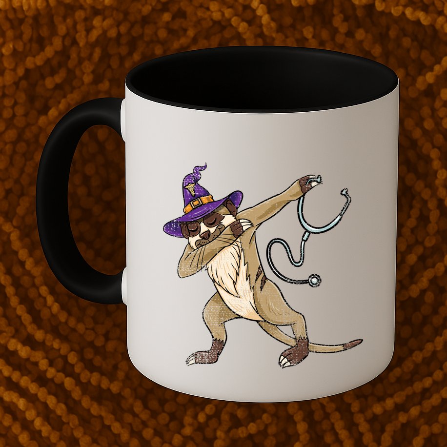 Dabbing Witch Meerkat Nurse Vintage Gift Mug