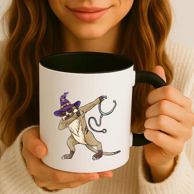Dabbing Witch Meerkat Nurse Vintage Gift Mug