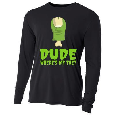 Dude WhereS My Toe Zombie Amputation Leg Amputee Cooling Performance Long Sleeve Crew