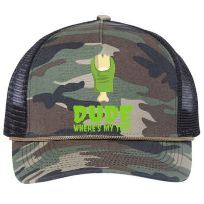 Dude WhereS My Toe Zombie Amputation Leg Amputee Retro Rope Trucker Hat Cap