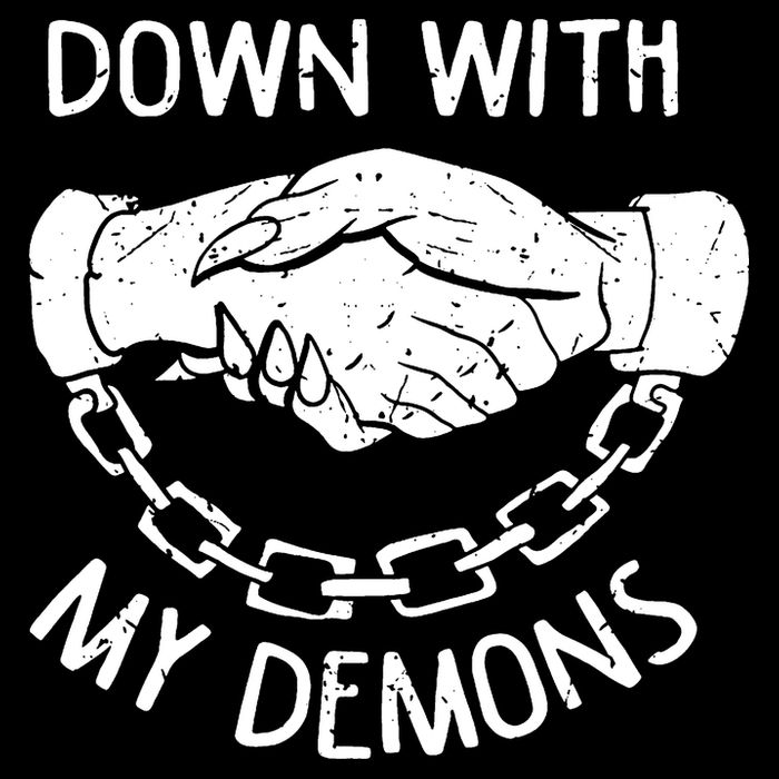 Down With My Demons Deal Handshake Aesthetic Humour Goth City Backpack