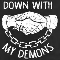 Down With My Demons Deal Handshake Aesthetic Humour Goth Adult Drive Performance Visor