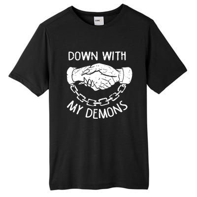 Down With My Demons Deal Handshake Aesthetic Humour Goth Tall Fusion ChromaSoft Performance T-Shirt