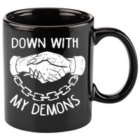 Down With My Demons Deal Handshake Aesthetic Humour Goth 11oz C Handle Ceramic Mug