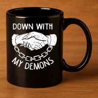 Down With My Demons Deal Handshake Aesthetic Humour Goth 11oz C Handle Ceramic Mug