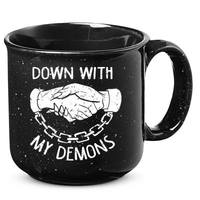 Down With My Demons Deal Handshake Aesthetic Humour Goth 15oz Campfire Ceramic Mug