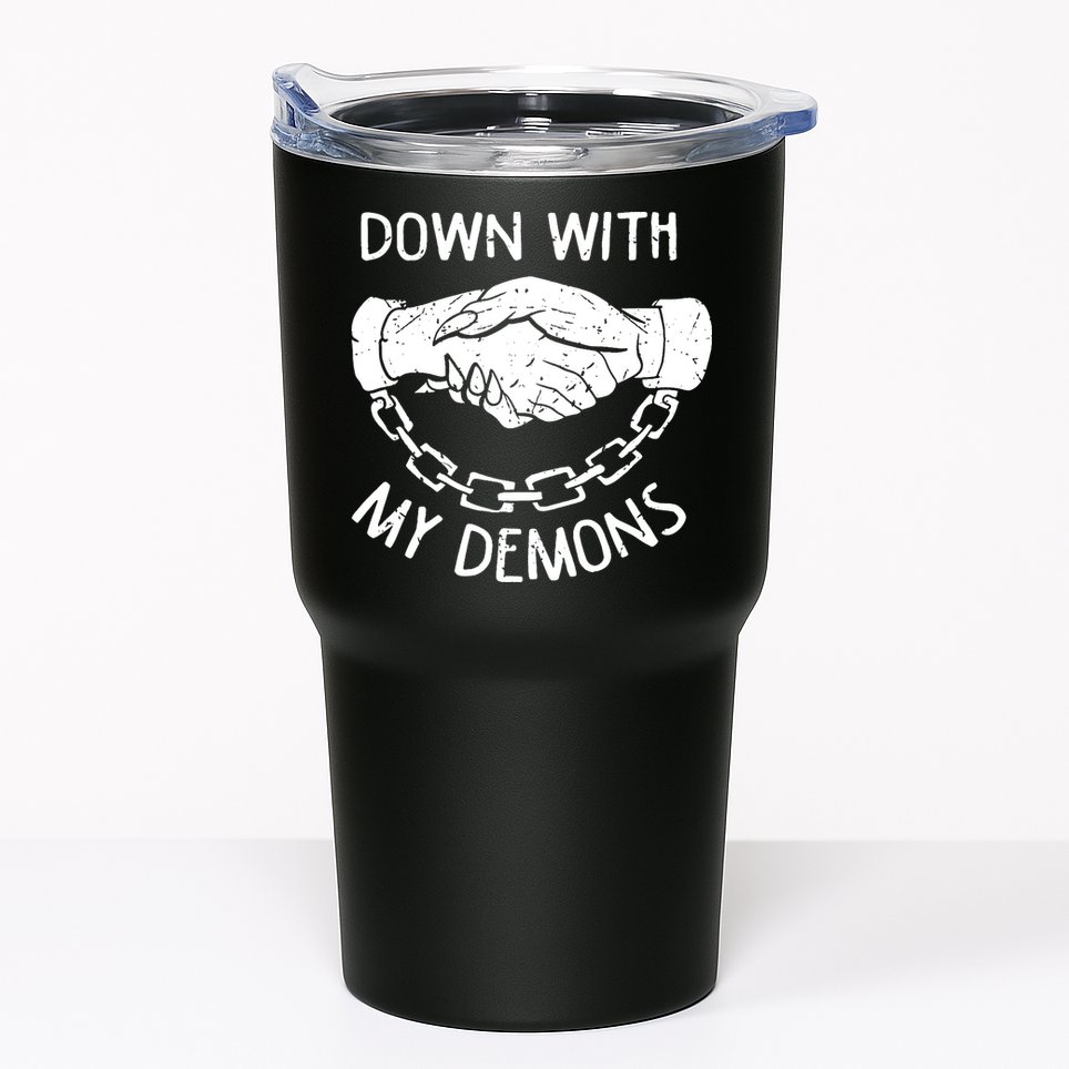 Down With My Demons Deal Handshake Aesthetic Humour Goth Tumbler