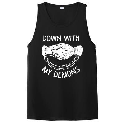 Down With My Demons Deal Handshake Aesthetic Humour Goth PosiCharge Competitor Tank