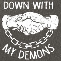 Down With My Demons Deal Handshake Aesthetic Humour Goth Cotton Canvas Backpack