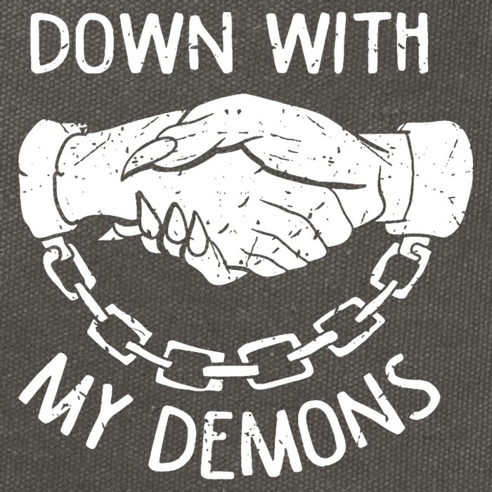 Down With My Demons Deal Handshake Aesthetic Humour Goth Cotton Canvas Backpack