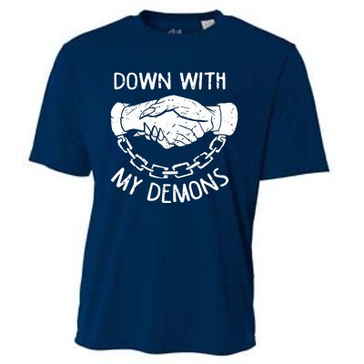 Down With My Demons Deal Handshake Aesthetic Humour Goth Cooling Performance Crew T-Shirt