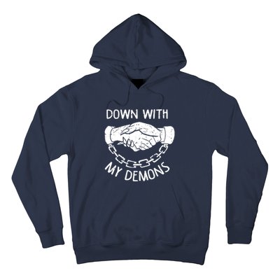 Down With My Demons Deal Handshake Aesthetic Humour Goth Hoodie