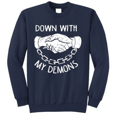 Down With My Demons Deal Handshake Aesthetic Humour Goth Sweatshirt