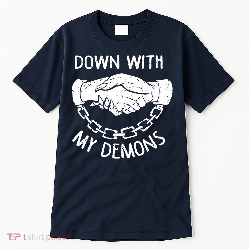 Down With My Demons Deal Handshake Aesthetic Humour Goth Tall T-Shirt