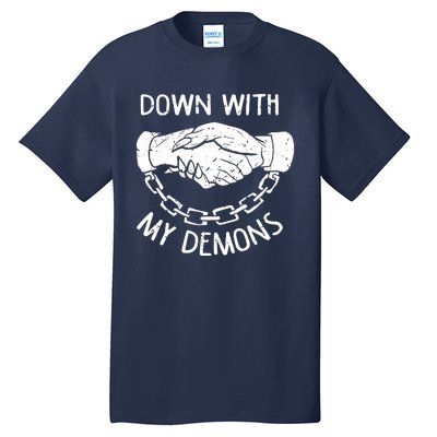 Down With My Demons Deal Handshake Aesthetic Humour Goth Tall T-Shirt