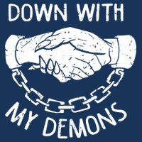 Down With My Demons Deal Handshake Aesthetic Humour Goth Drawstring Bag