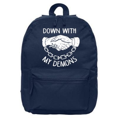 Down With My Demons Deal Handshake Aesthetic Humour Goth 16 in Basic Backpack
