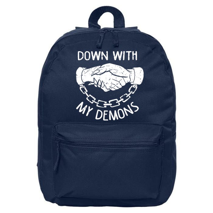 Down With My Demons Deal Handshake Aesthetic Humour Goth 16 in Basic Backpack