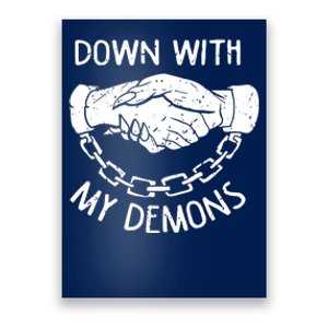 Down With My Demons Deal Handshake Aesthetic Humour Goth Poster