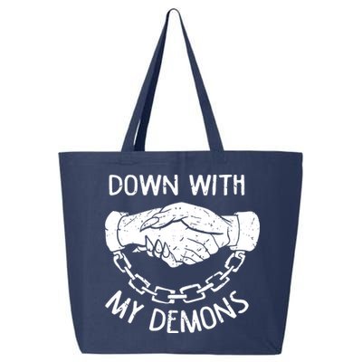 Down With My Demons Deal Handshake Aesthetic Humour Goth 25L Jumbo Tote
