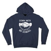 Down With My Demons Deal Handshake Aesthetic Humour Goth Tall Hoodie