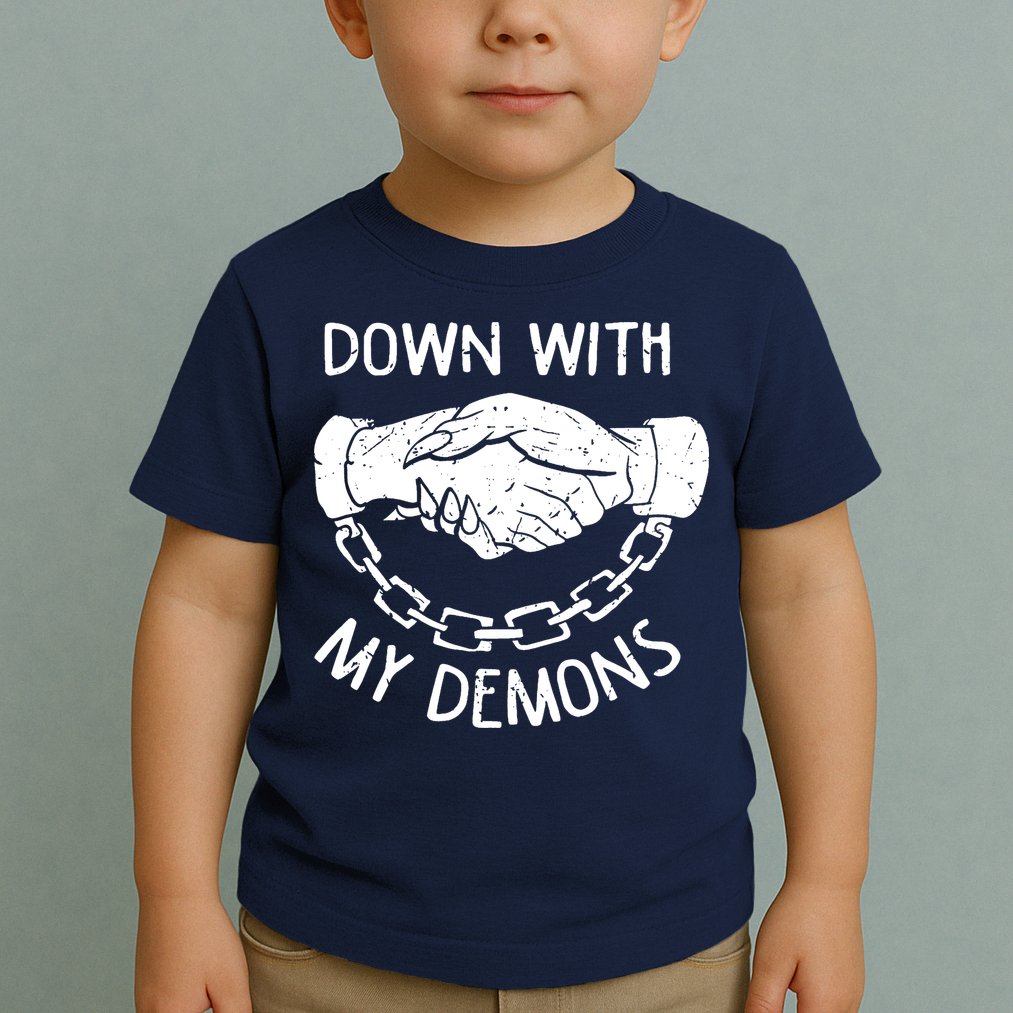 Down With My Demons Deal Handshake Aesthetic Humour Goth Toddler T-Shirt