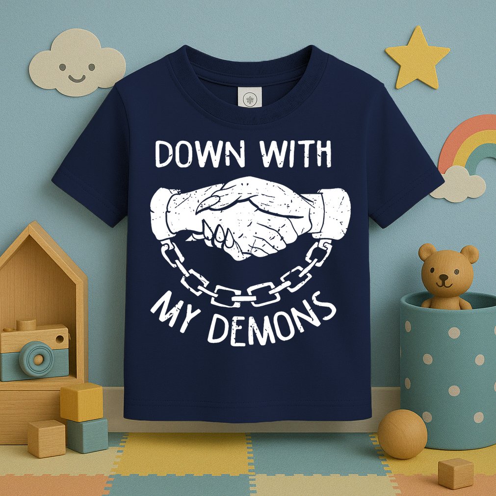 Down With My Demons Deal Handshake Aesthetic Humour Goth Toddler T-Shirt