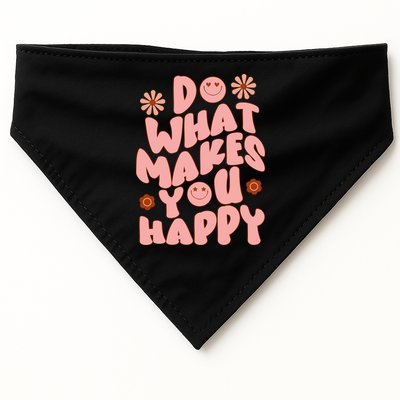 Do What Makes You Happy Hippie Retro Smile USA-Made Doggie Bandana