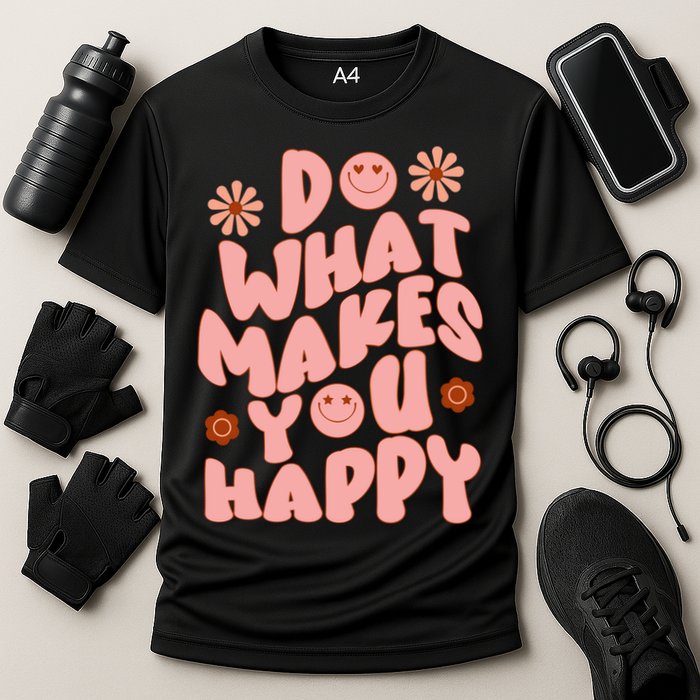 Do What Makes You Happy Hippie Retro Smile Performance Shirt