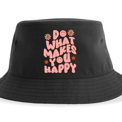 Do What Makes You Happy Hippie Retro Smile Sustainable Bucket Hat