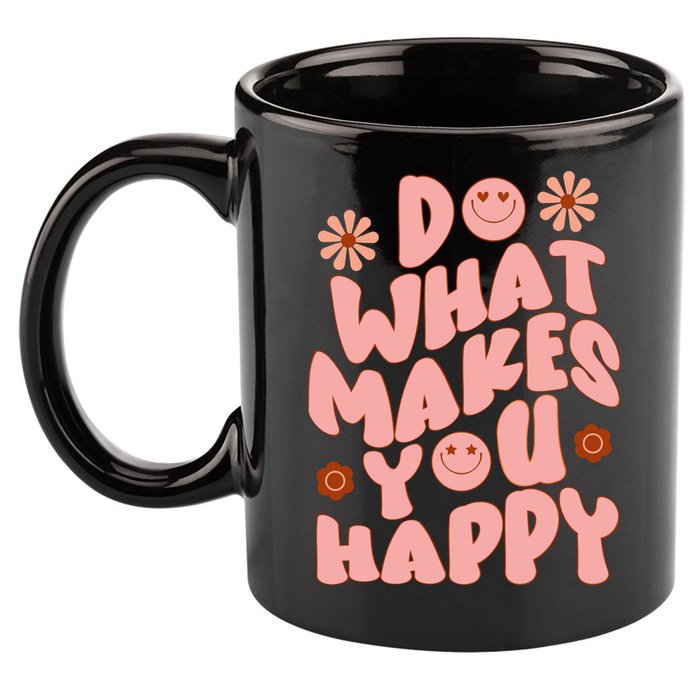 Do What Makes You Happy Hippie Retro Smile 11oz C Handle Ceramic Mug
