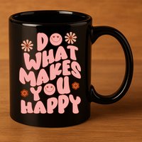 Do What Makes You Happy Hippie Retro Smile 11oz C Handle Ceramic Mug