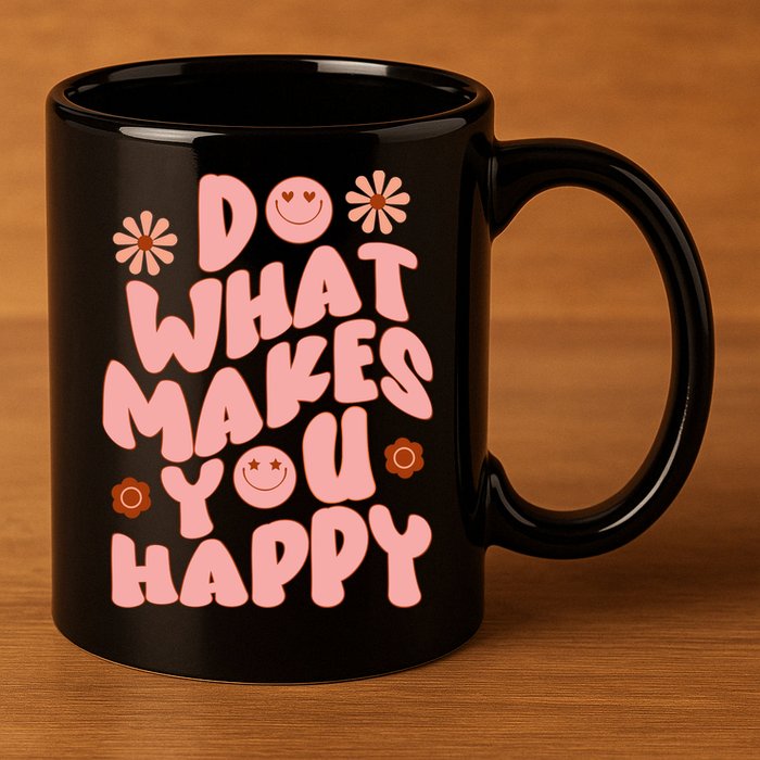 Do What Makes You Happy Hippie Retro Smile 11oz C Handle Ceramic Mug