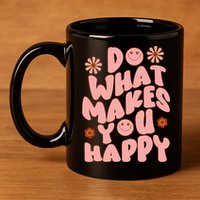 Do What Makes You Happy Hippie Retro Smile 11oz C Handle Ceramic Mug