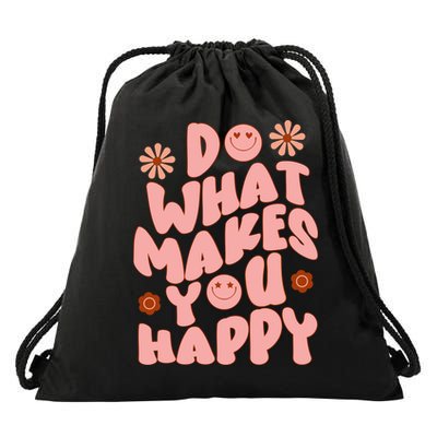 Do What Makes You Happy Hippie Retro Smile Drawstring Bag