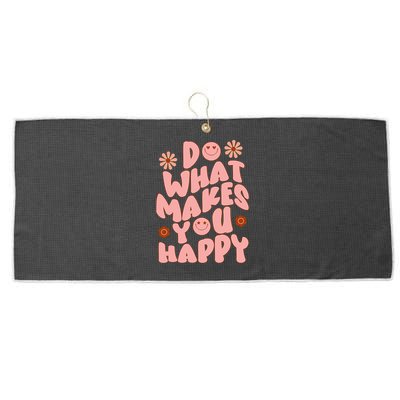Do What Makes You Happy Hippie Retro Smile Large Microfiber Waffle Golf Towel