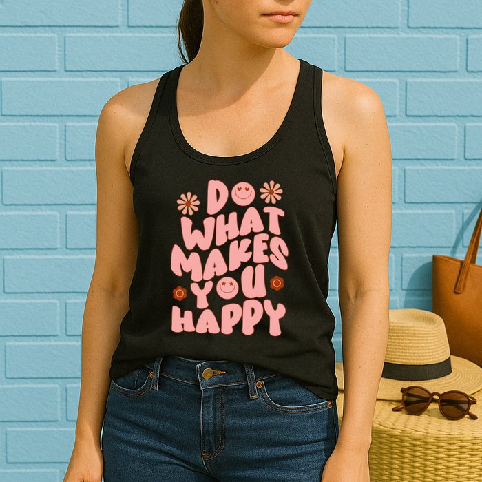 Do What Makes You Happy Hippie Retro Smile Womens Tank Top