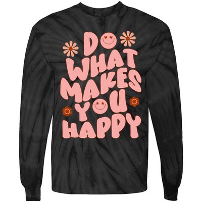 Do What Makes You Happy Hippie Retro Smile Tie-Dye Long Sleeve Shirt